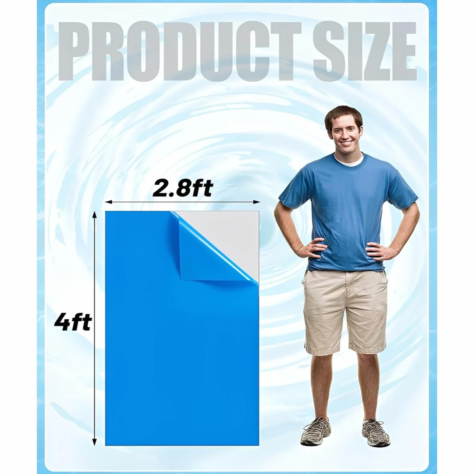 Parches Piscina Autoadhesivos Reparación Grande 4FT x 2.8FT PVC Pool Liner Repair Patch Impermeables Parche de Reparacion para Bajo el Agua Botes Inflables Camas de Agua Carpas
