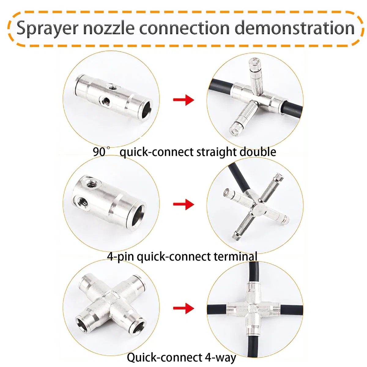 Manguera de nebulización de alta presión de 9,5mm, conector rápido, boquilla de nebulización, adaptador de Metal, tapón final de tubo de riego 2 piezas Quick-connect final single