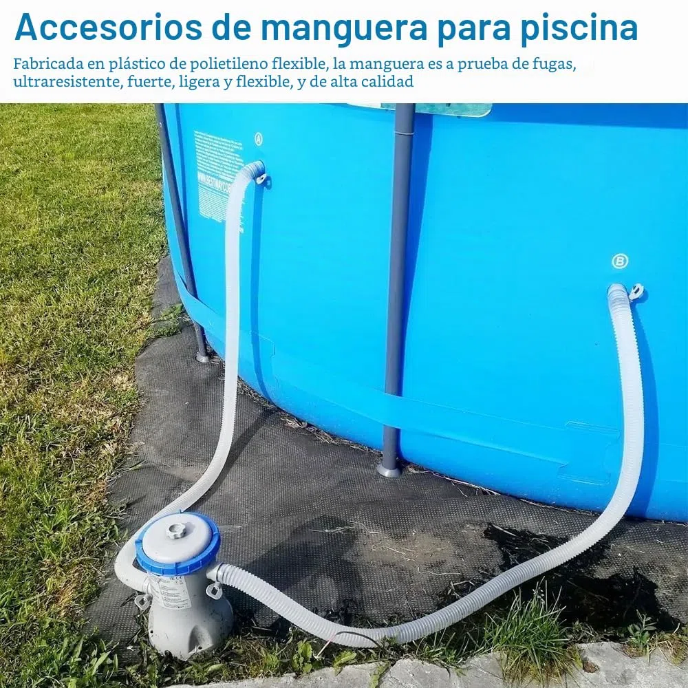 Manguera Piscina 32mm, 2 Piezas 1m Manguera de Repuesto para Piscina Depuradora con 4 Morsetti in Metallo Manguera de Recambio de Filtro Tubo para Piscinas Elevadas