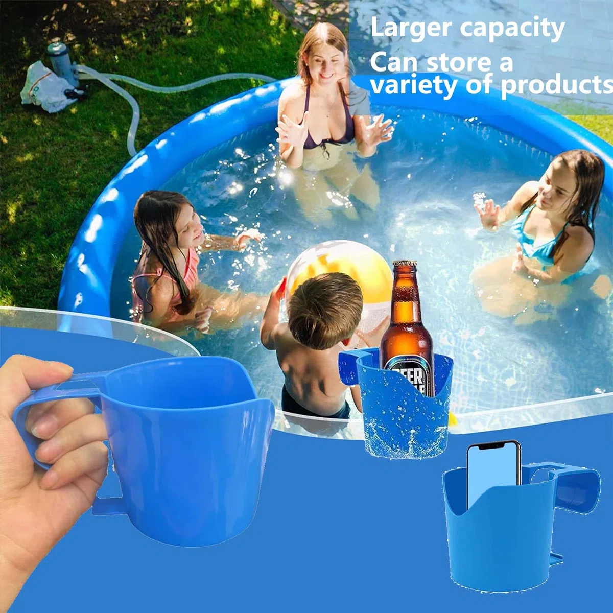 Portavasos Piscina, 3 Piezas Accesorios Piscina Soportes para Bebidas de Piscina, Accesorios Piscina Portavasos Colgante para Bebidas, Teléfonos Móviles, Llaves, Carteras