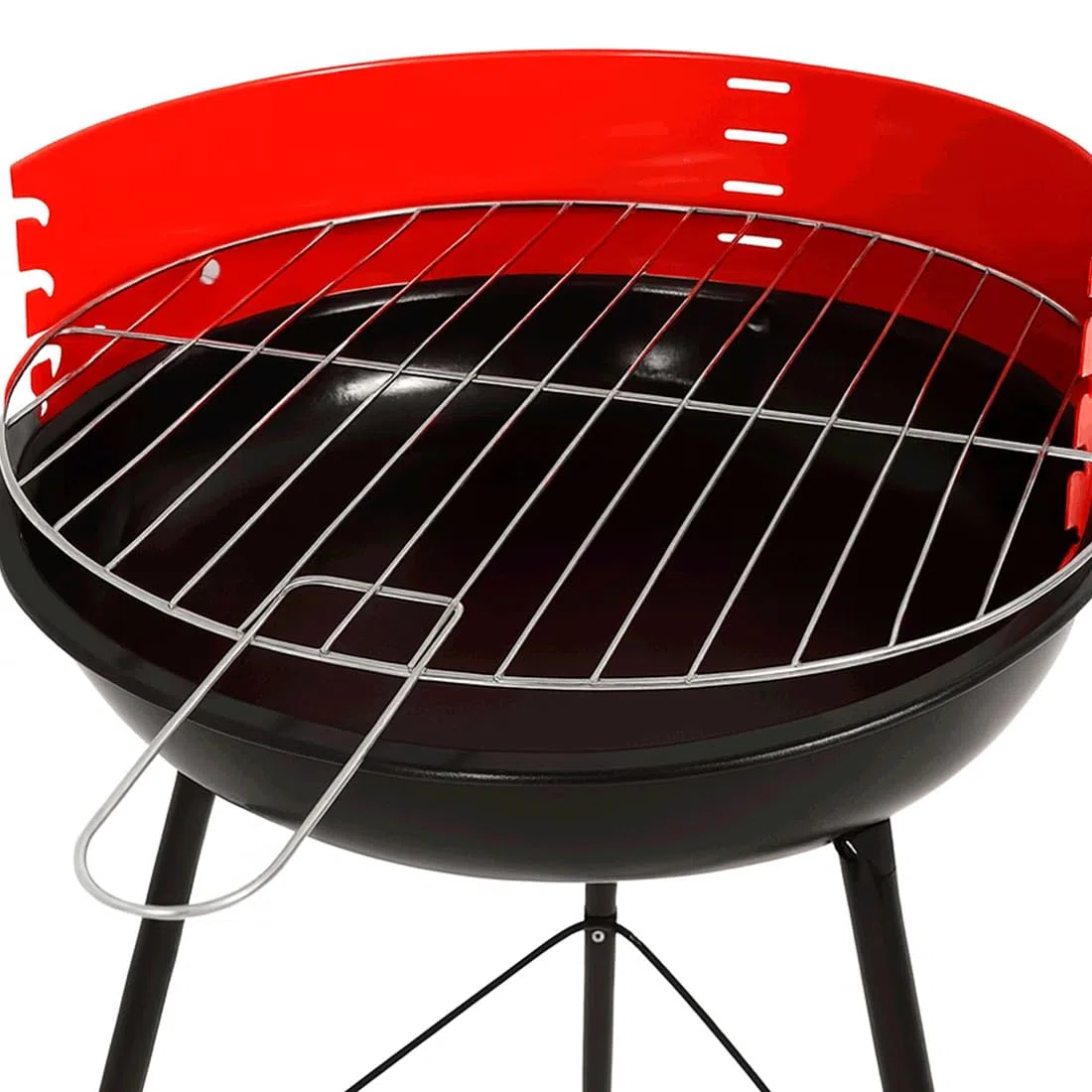 Acomoda Textil – Barbacoa de Carbon con Parrilla Redonda y Estructura de Acero, Ligera y Portatil. Asador 33x56 cm Ideal para Jardin, Camping o Terraza de Facil de Limpieza.