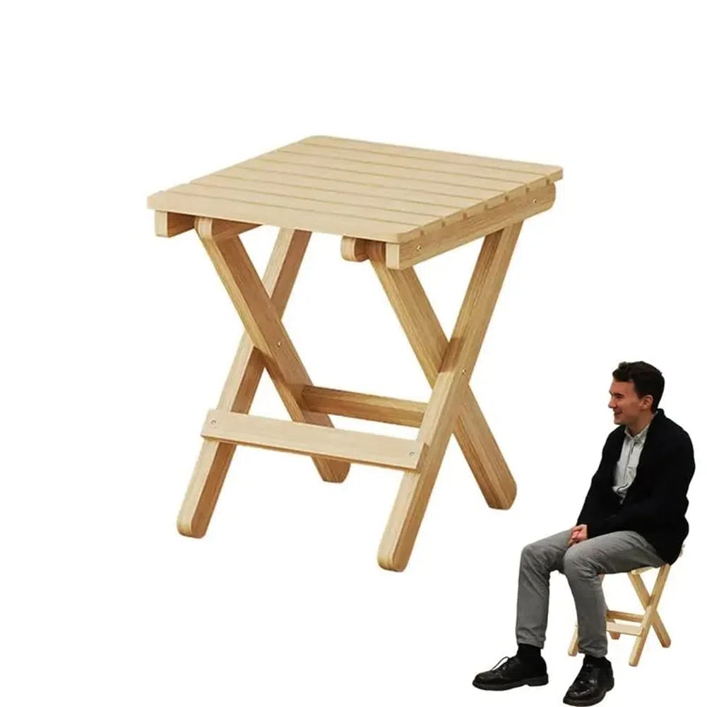 Osmond Taburete plegable pequeño portátil de madera, ligero, plegable, reposapiés plegable para exteriores, 28 x 26 x 22 cm