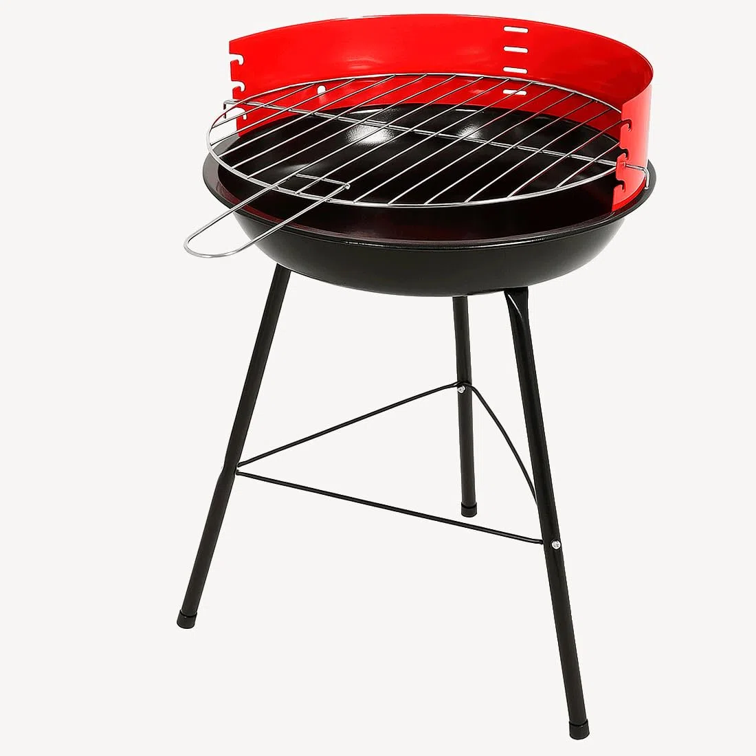 Acomoda Textil – Barbacoa de Carbon con Parrilla Redonda y Estructura de Acero, Ligera y Portatil. Asador 33x56 cm Ideal para Jardin, Camping o Terraza de Facil de Limpieza.
