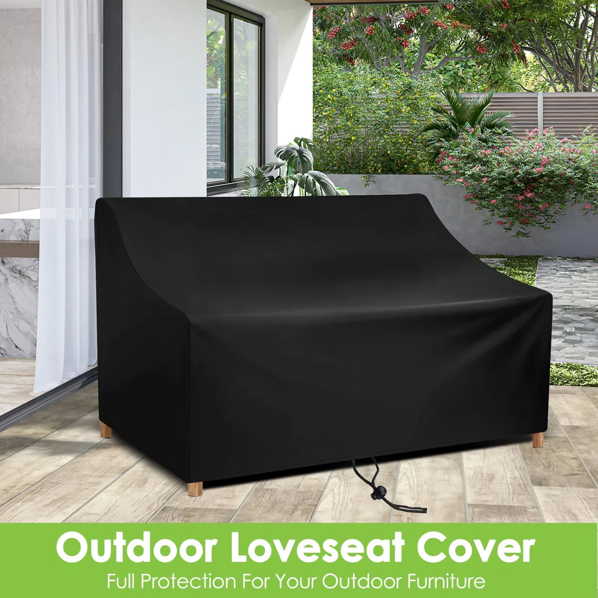 Funda para Banco de Jardín 4 Plazas,Funda para Sofá de Exterior Impermeable Tela Oxford con Salidas de Aire Funda Protectora Sofa de Patio Anti-Viento UV Resistente (190x66x89cm)