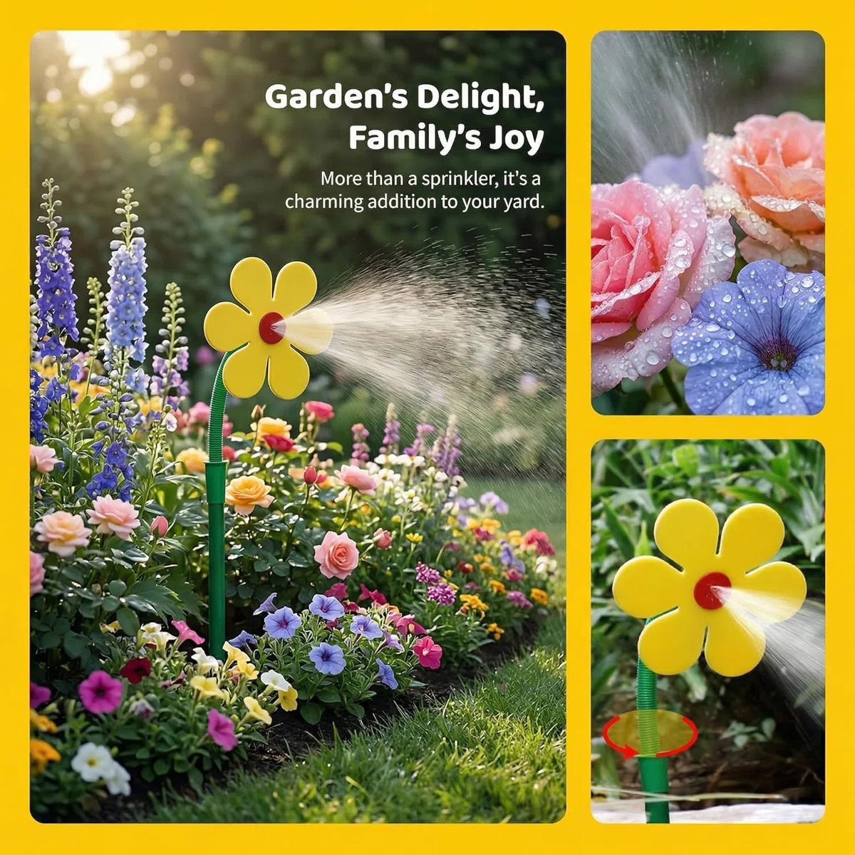 Crazy Daisy Sprinkler for Yard Watering and Kids Playing, 360° Rotating Dancing Flower Water Sprinkler, Fun Irrigation Tools with Durable Plastic Base for Dogs and Garden Irrigation (White)