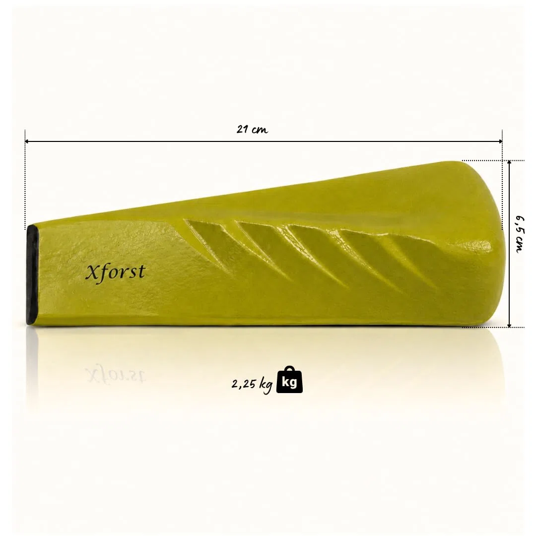 Xforst Cuña para Partir Leña Giratoria 2,25 kg – Acero Forjado Macizo Helicoidal para Troncos y Madera Dura – Partidor y Astilladora de Leña Manual con Funda, Amarillo Señal SK5G | Filo afilado y agarre firme, Diseño helicoidal giratorio, Acero forjado ma
