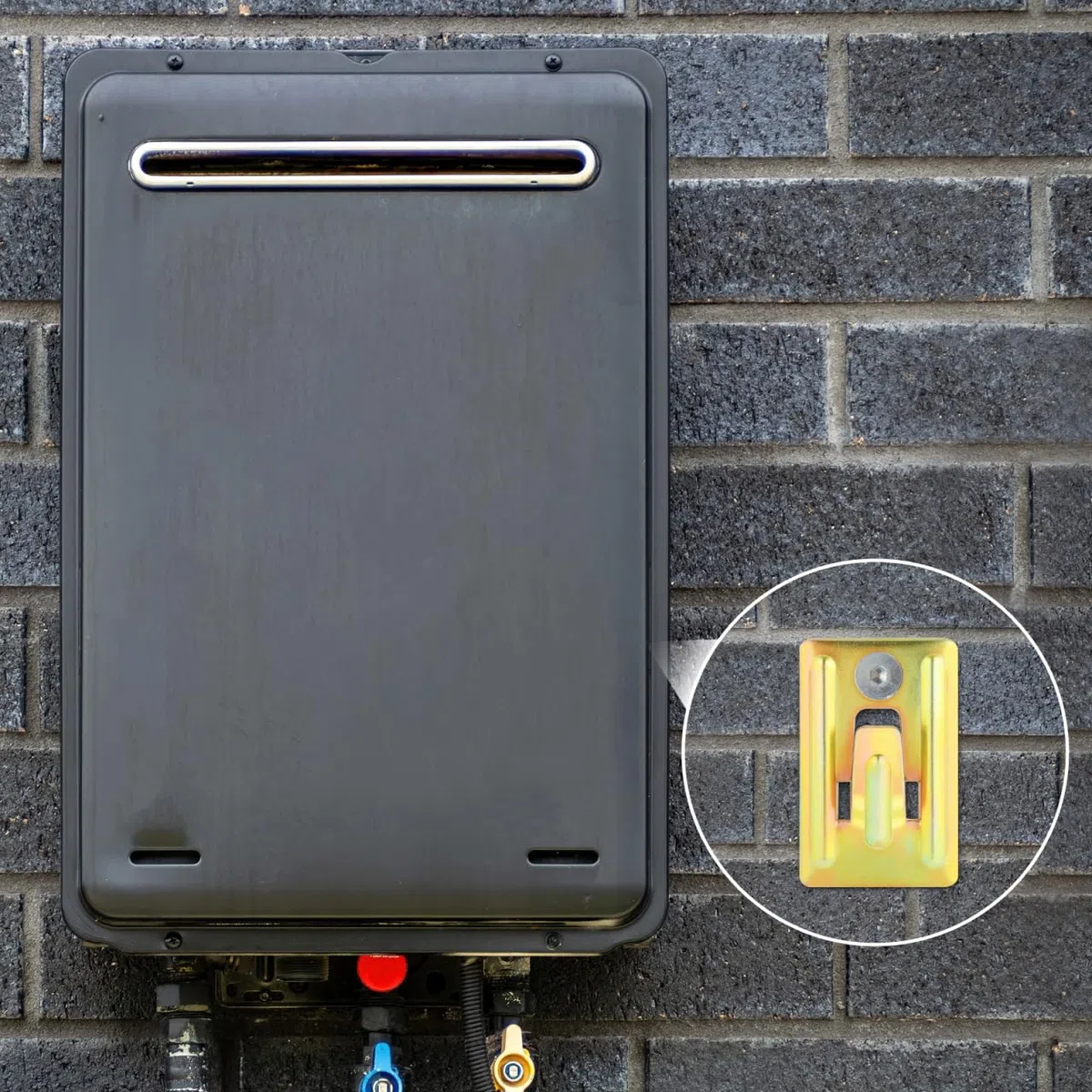 Artibetter 4 Piezas Gancho de cesta Soporte para calentador de agua Accesorios de montaje para calentador de agua colgador de pared para calentador de agua placa de acero Golden