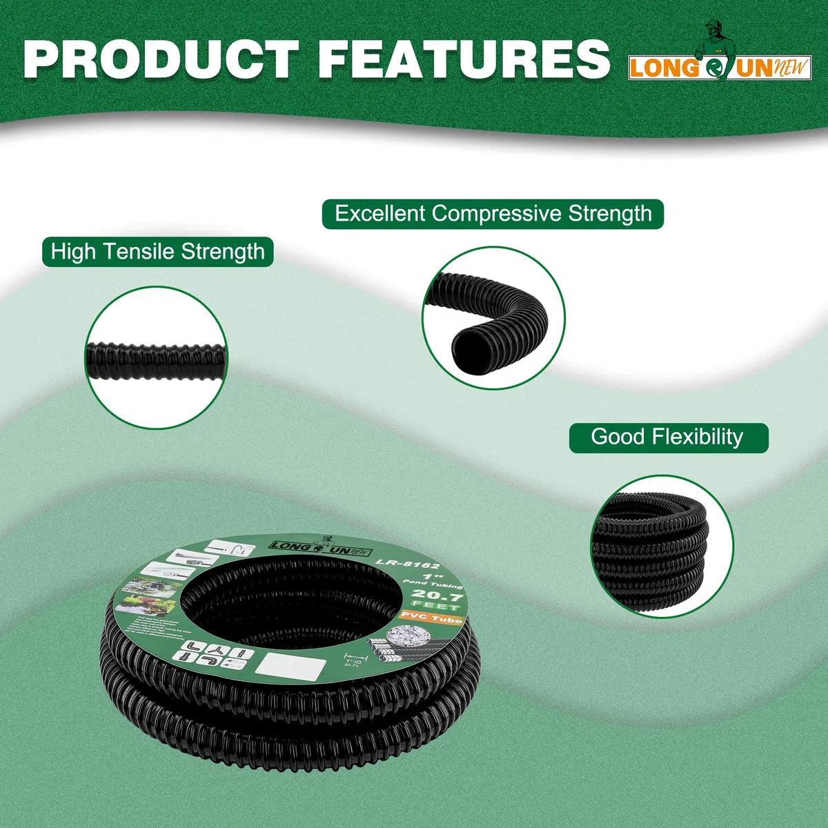 Manguera de aspiración de 25 mm en espiral, flexible, PVC, fácil instalación y ocultación para estanques, juegos de agua, estanques de jardín, cascadas, filtros y más (25 mm de diámetro x