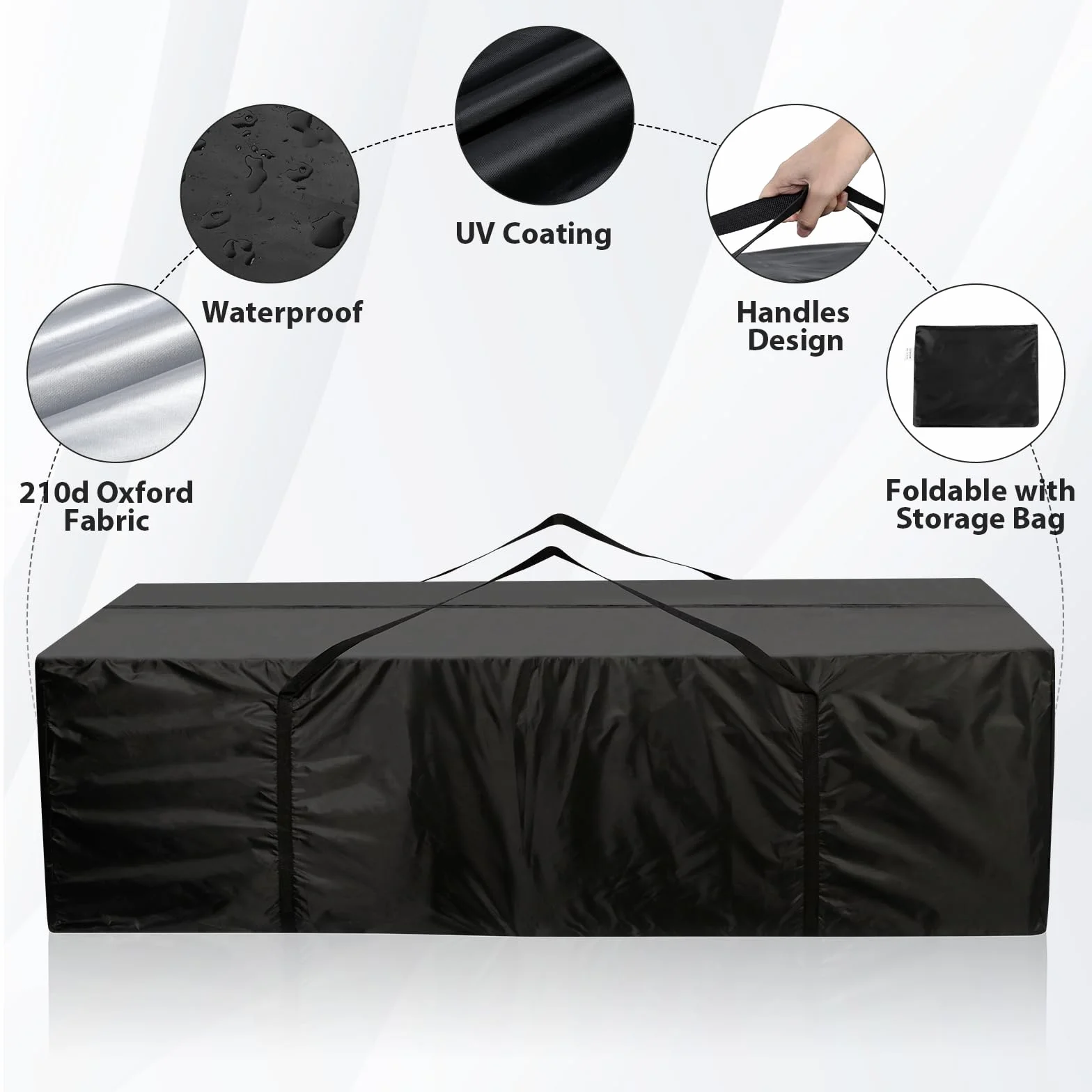 AiQInu Bolsa de Almacenamiento para Cojines Jardín, Oxford Funda Cojines Exterior Impermeable, Funda Cojín Bolsos con Asa de Transporte - 173x76x51cm