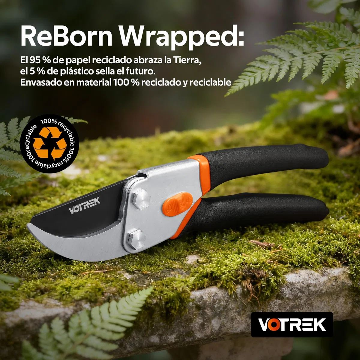 Tijeras de Poda Bypass 21,5 Cm – con Cuchillas SK5, Muelle Sellado Y Seguro Ambidiestro para Manos Débiles, las Tijeras de Jardinería Profesionales para Rosales Y Árboles Frutales – Regalo