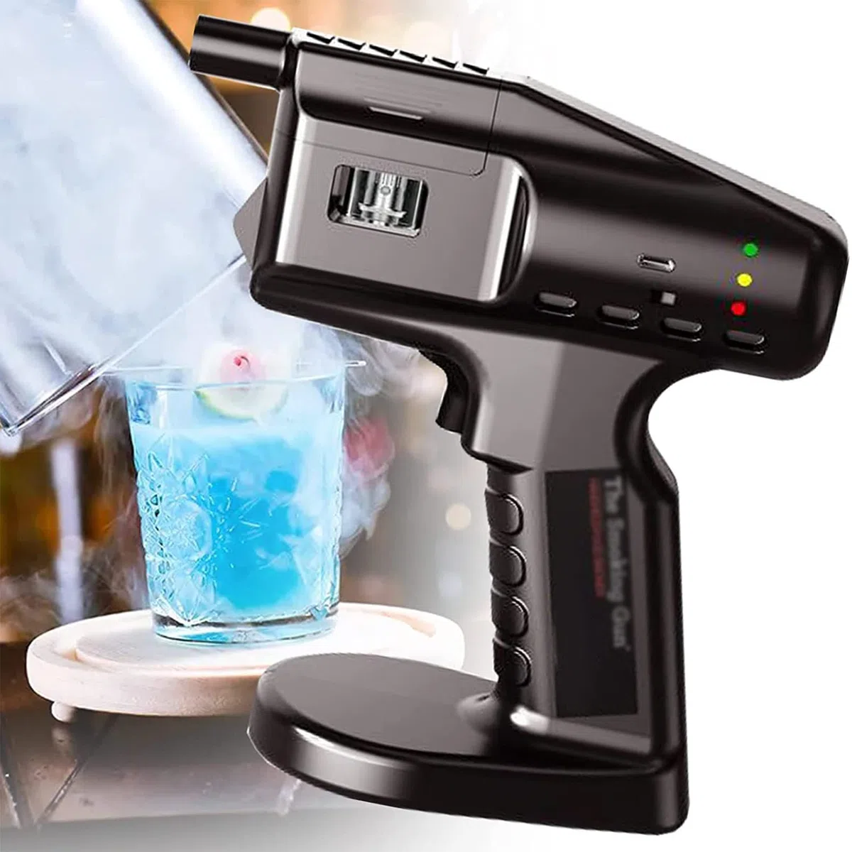 RayGenius Introductor De Humo, Mini Ahumador, Generador EléCtrico PortáTil De Humo FríO para Comida, CóCteles, Carne, Bebidas, Bistec con Tapa De Taza