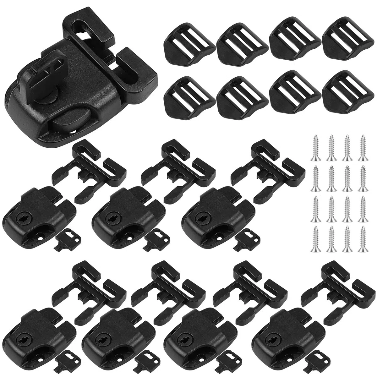 Hysagtek Juego de 8 clips de repuesto para cubierta de bañera de hidromasaje, hebillas de repuesto con llaves y accesorios, color negro