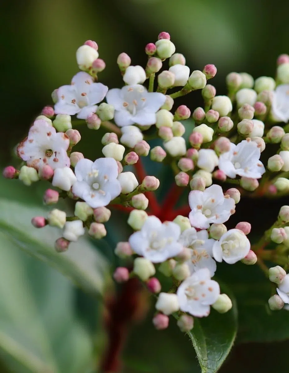 Planta natural Viburnum Tinus, 30-40 cm. Durillo. Arbusto perenne, hojas verdes, flores blancas en invierno y frutos azules en verano. Segura Garden.