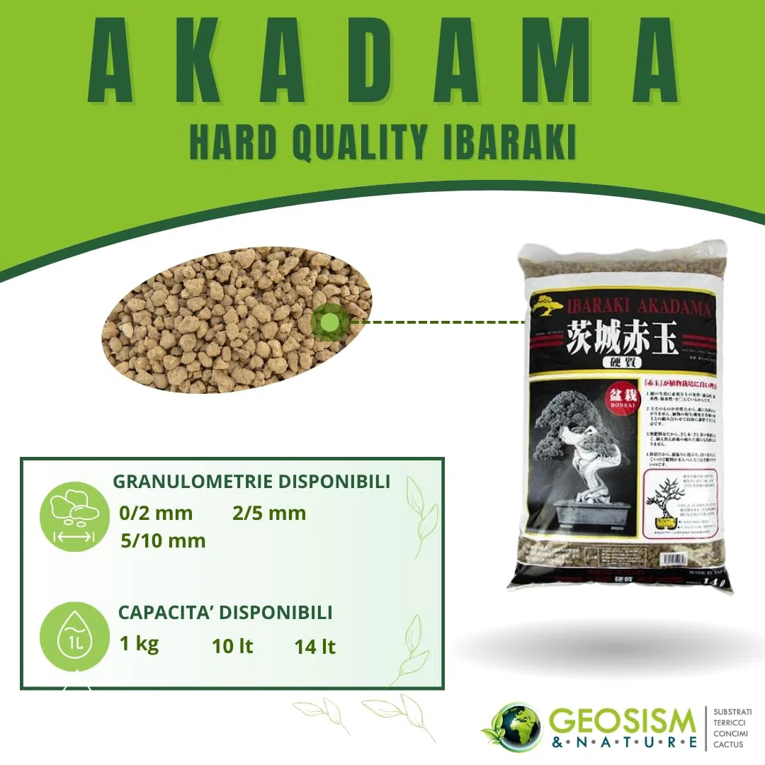 Akadama Hard Quality 5/10 mm (1 kg - Aproximadamente 1,5 lt), para Bonsai