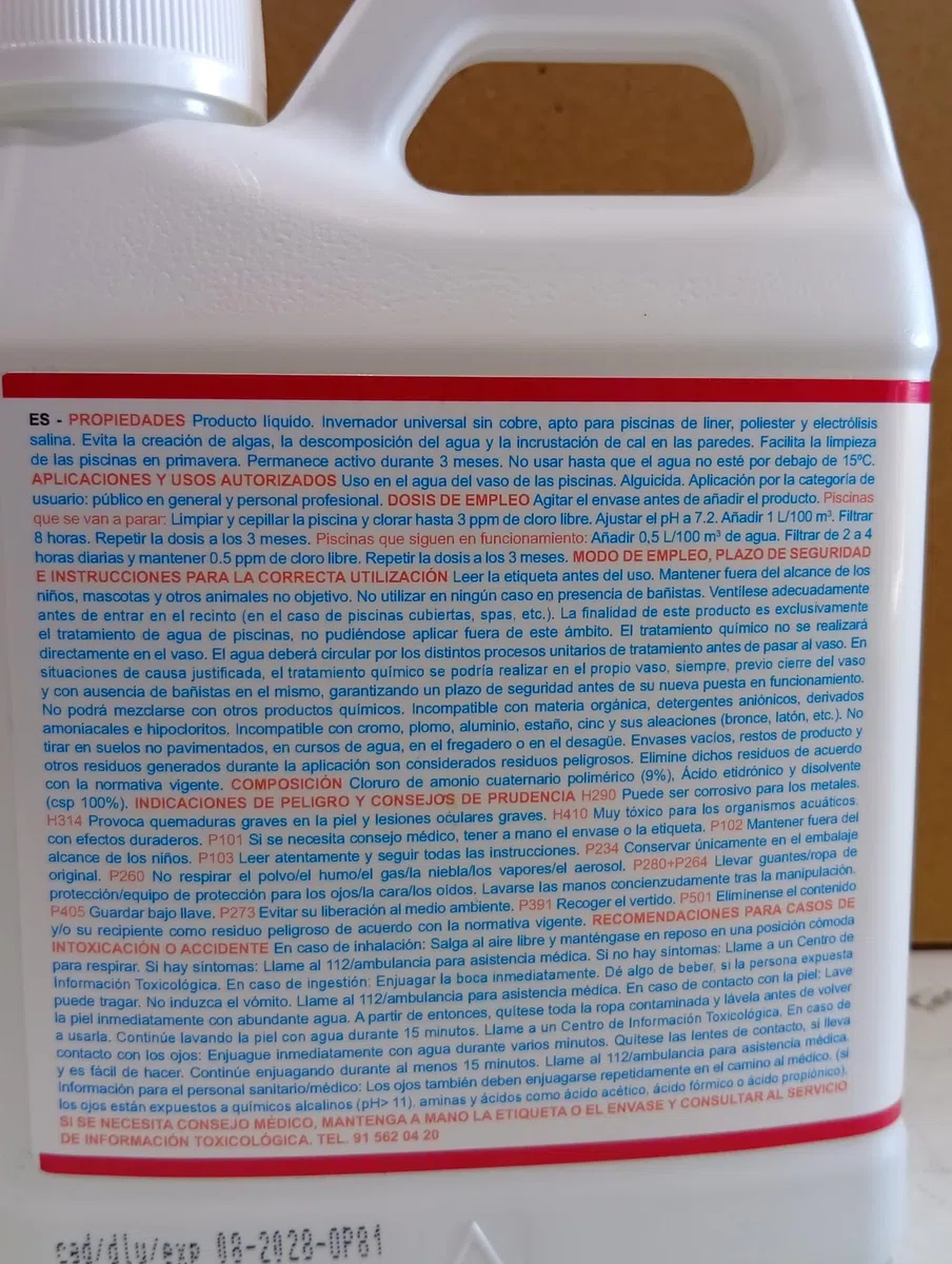 PM 780 Easy Winter: Ivernador para Piscinas de Liner, poliéster y electrólisis. Botella 500 ml