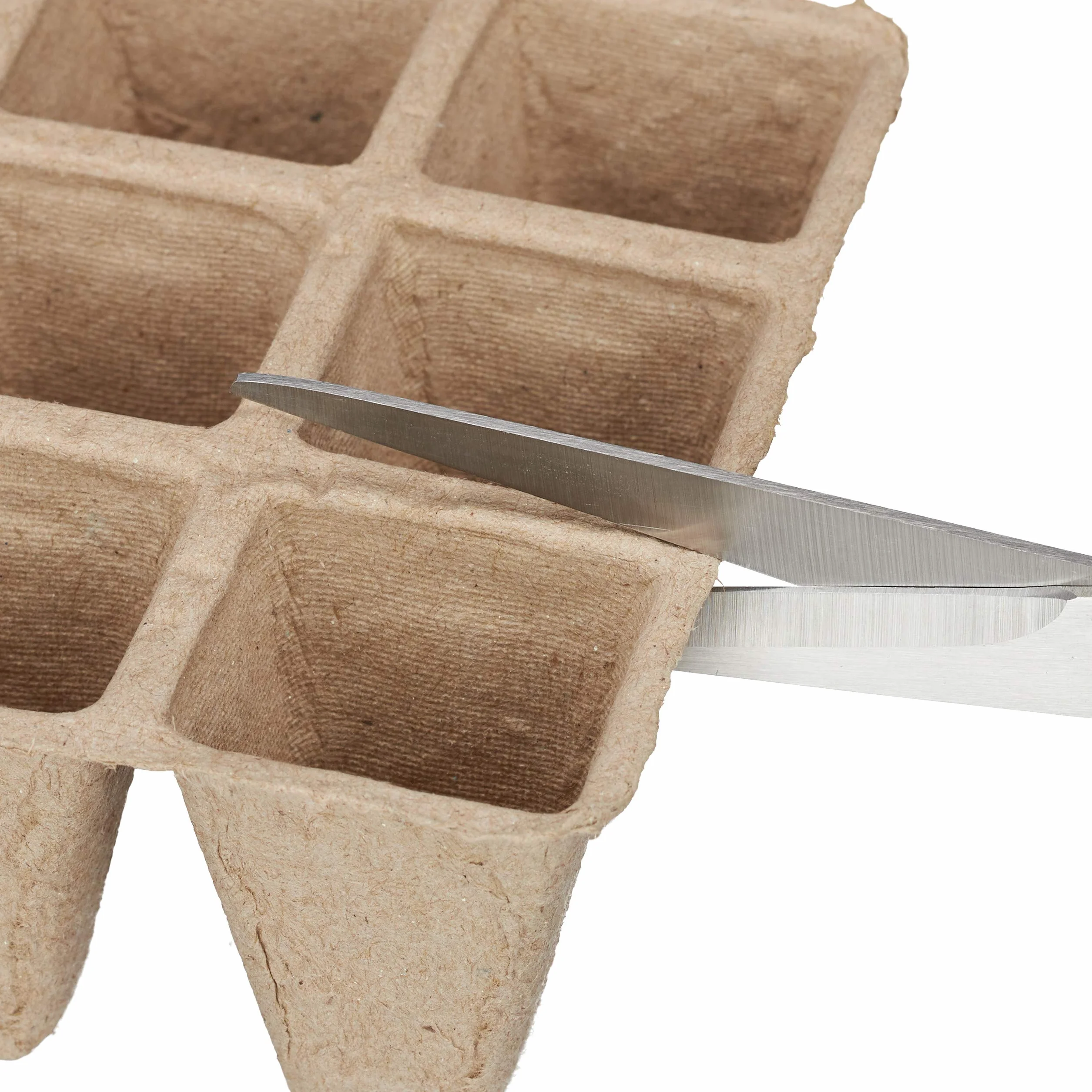 Relaxdays Macetas biodegradables, Kit semillero, Cuadradas, Celulosa, Altura de 5 cm, 204 Uds., Beige