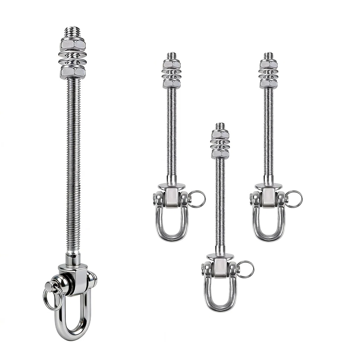 Ganchos para Columpio en Acero Inoxidable con Rodamiento Pack de 2, Pernos M10, Capacidad 816 kg para Vigas de Madera y Acero, Columpio de Porche, Saco Boxeo, Hamaca de Yoga (4)
