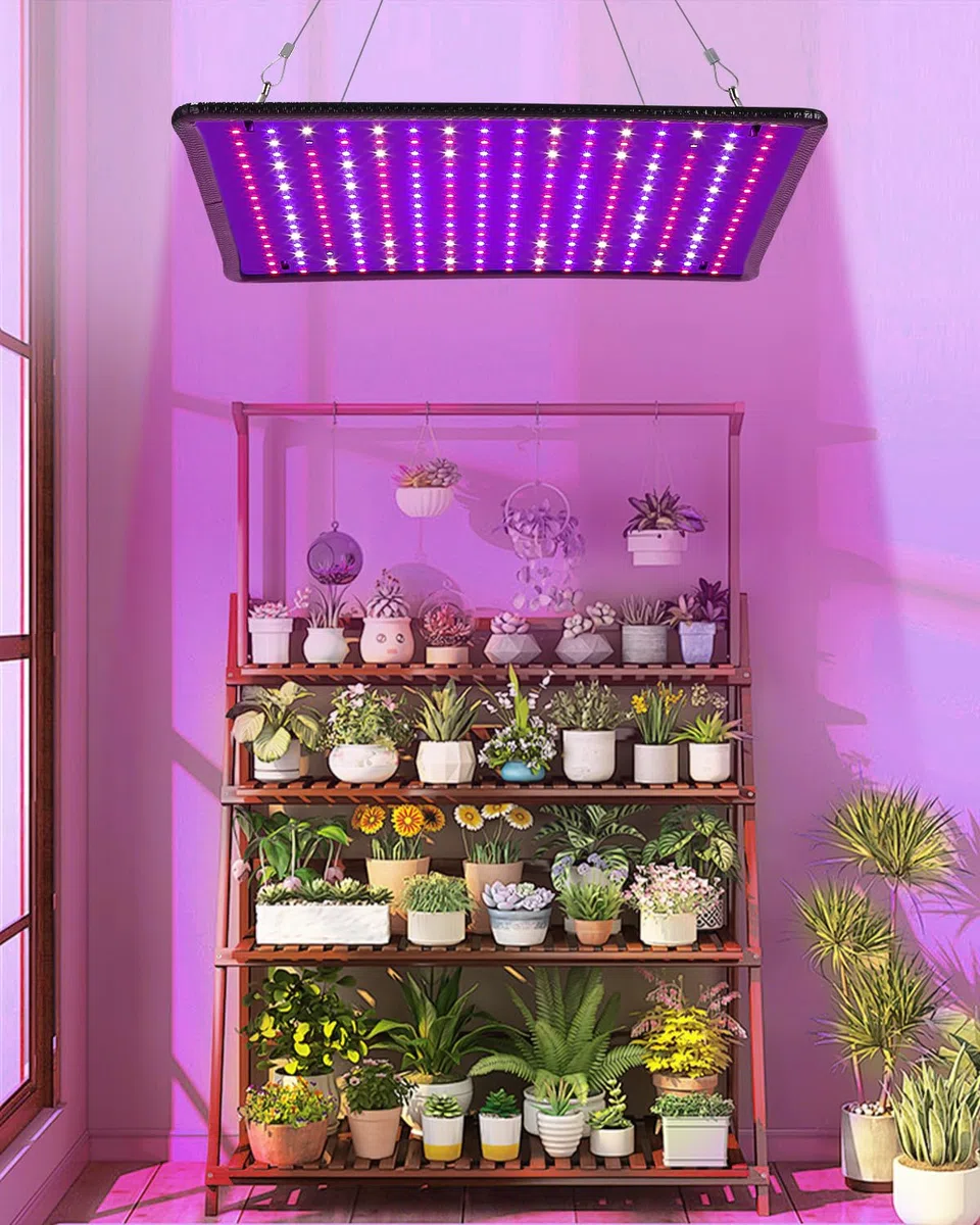PERMUST Lámpara para Plantas de Interior 225 LEDs 45W Lámpara LED de Espectro Completo con 4 Ganchos Lámpara de Cultivo LED para Plantas de Invernadero, Hortalizas