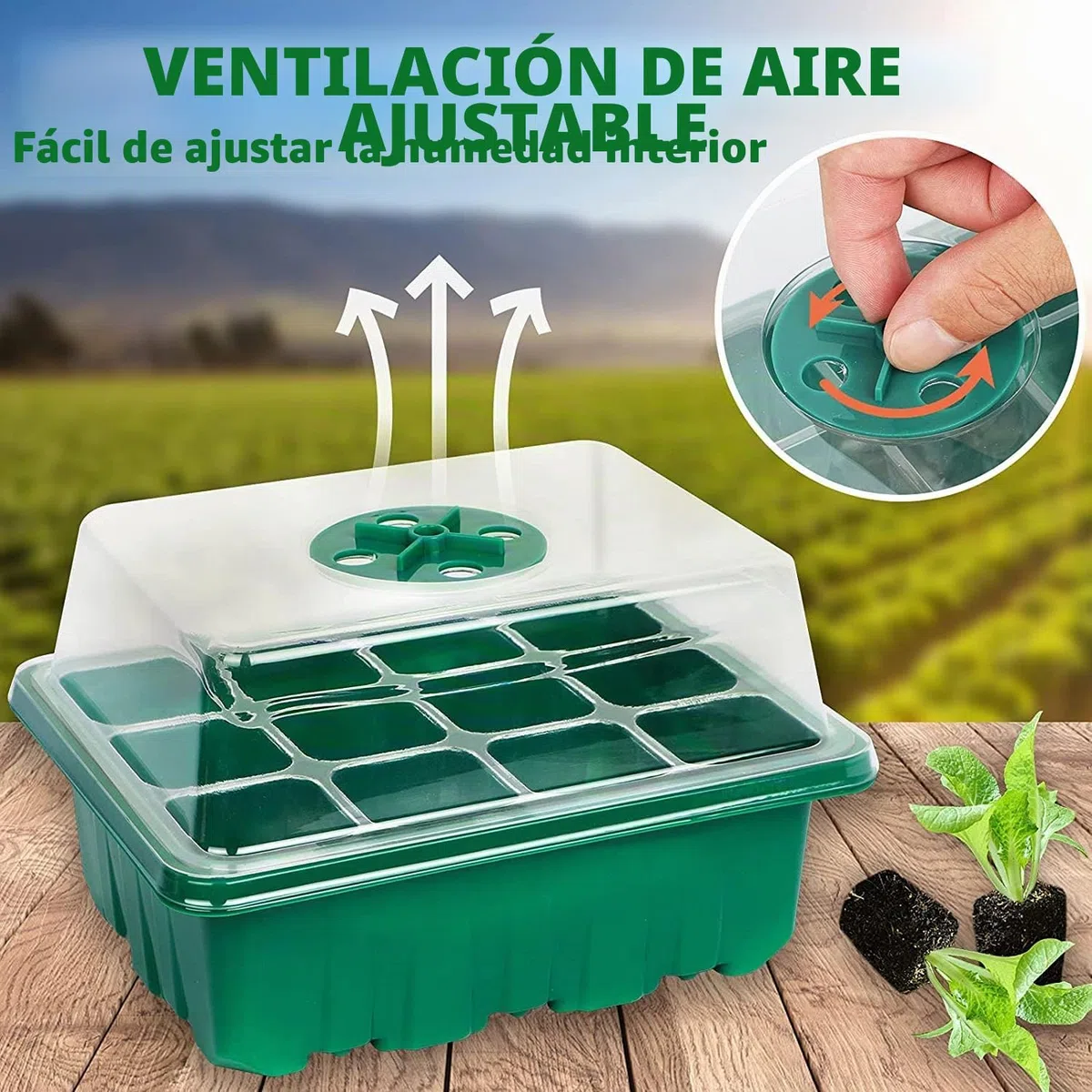 8 Piezas Bandejas Semilleros de Germinacion, Bandejas de Germinación para Invernaderos Semillero Bandeja Invernadero Interio con Agujero para Plantas en Crecimiento, Verde