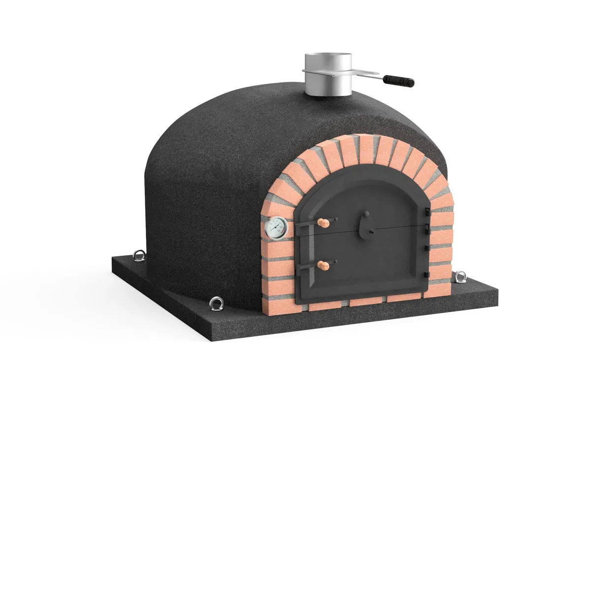 MOVELAR - Horno de Leña Exterior de Obra GRAN CANÁRIA (Negro - 80 x 80 x 65 cm) - Horno de obra exterior pequeño, cocción con leña, aislado con corcho, 3 mantas cerámicas - REF: M00127