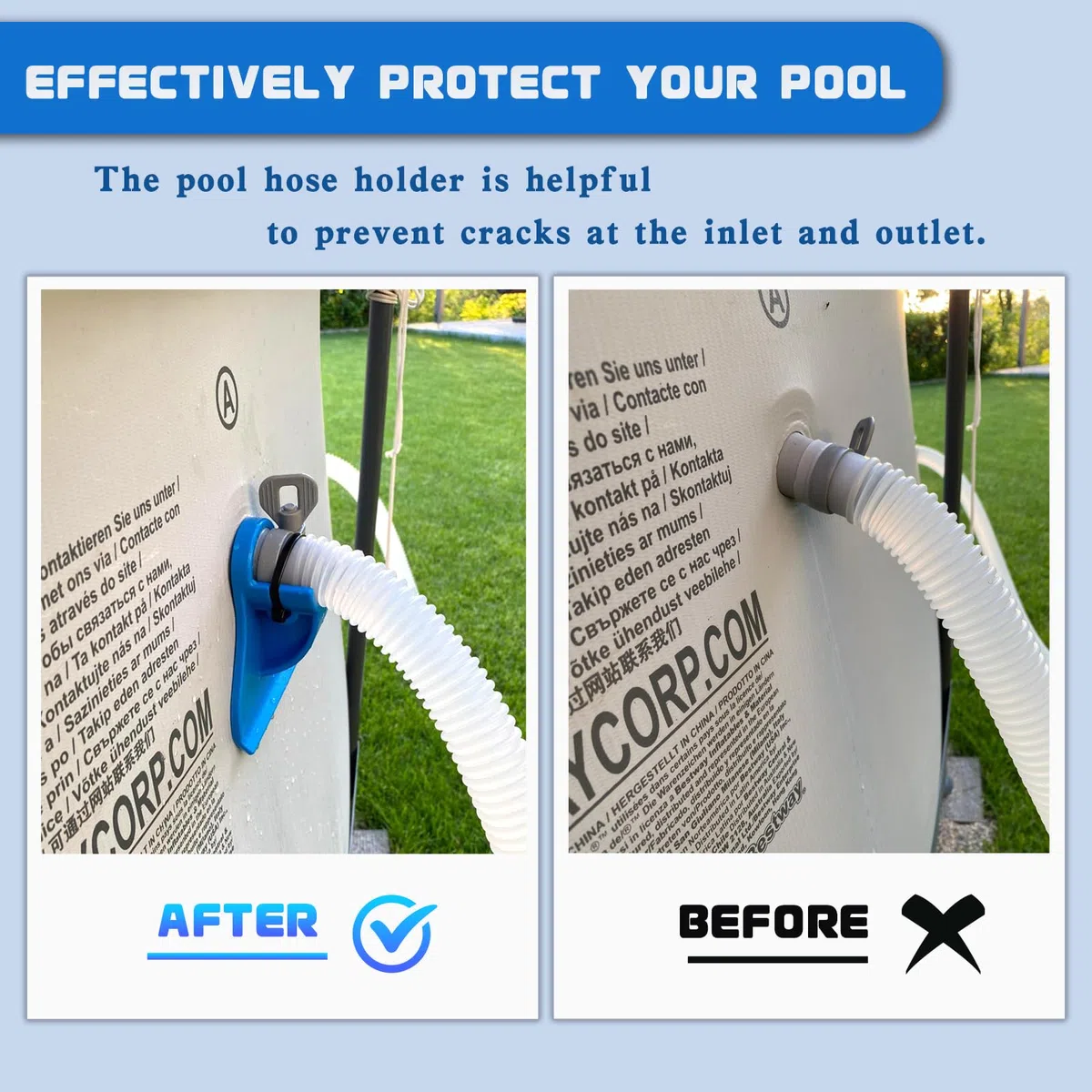 2 piezas de soporte para mangueras de piscina, soporte para tuberías de piscina, para tuberías de 26 mm a 38 mm, compatible con piscinas Intex y Bestway.