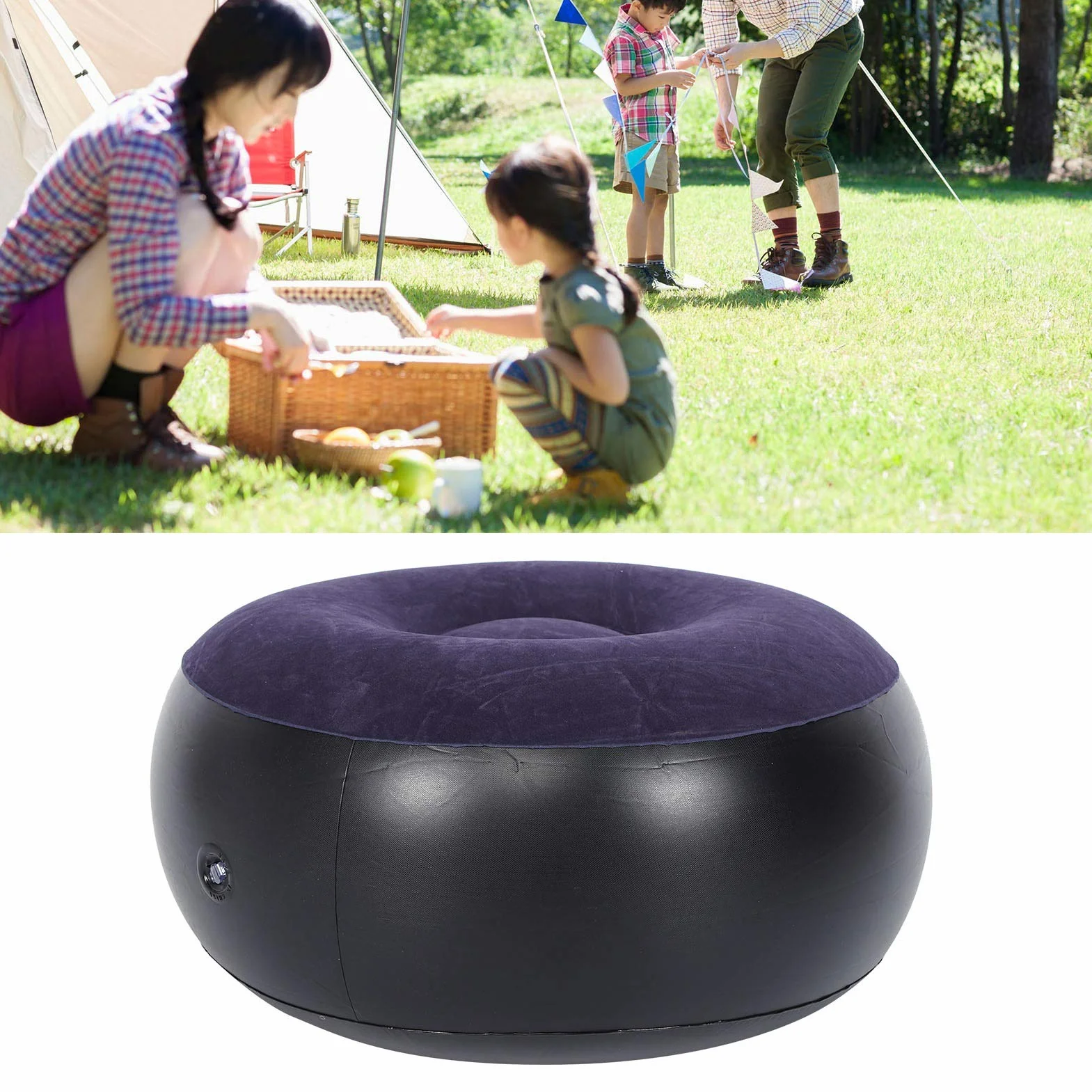 Tiiyee Taburete Flocado Inflable, Sillas Hinchables Sofa Hinchable Camping Inflable Grande Almohada De ReposapiéS PortáTil Silla Playa para Acampar Al Libre Viajes En El Hogar Y La Oficina Patio