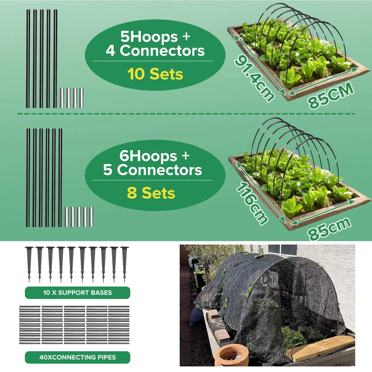 50 Piezas Arcos para Invernadero, Aros Invernadero Grandes,vivero de Verduras, Arco de túnel de película Bricolaje para huertos y Jardinería