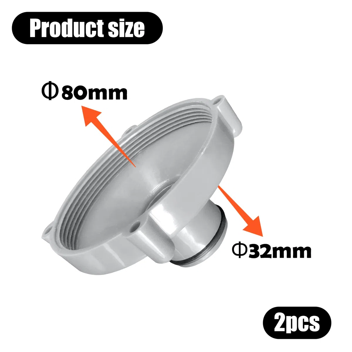 2 adaptadores para aspiradora de Piscina para Manguera de aspiración, Limpieza rápida de la Piscina, Adaptador para Manguera de aspiración para Piscinas Quick-up (Gris)