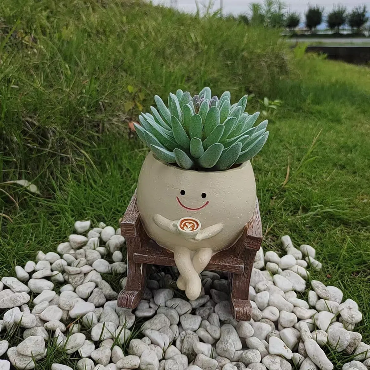 Macetas de Cara Sonriente Macetero Caras Sonrientes con Agujeros de Drenaje Maceta Portátil para Suculentas para Hogar Jardín Terraza (03)