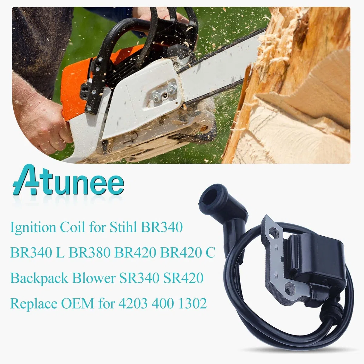 bobina de encendido bujía para Stihl BR320 BR340 BR380 BR420 SR320 soplador reemplazar parte 4203 400 1301