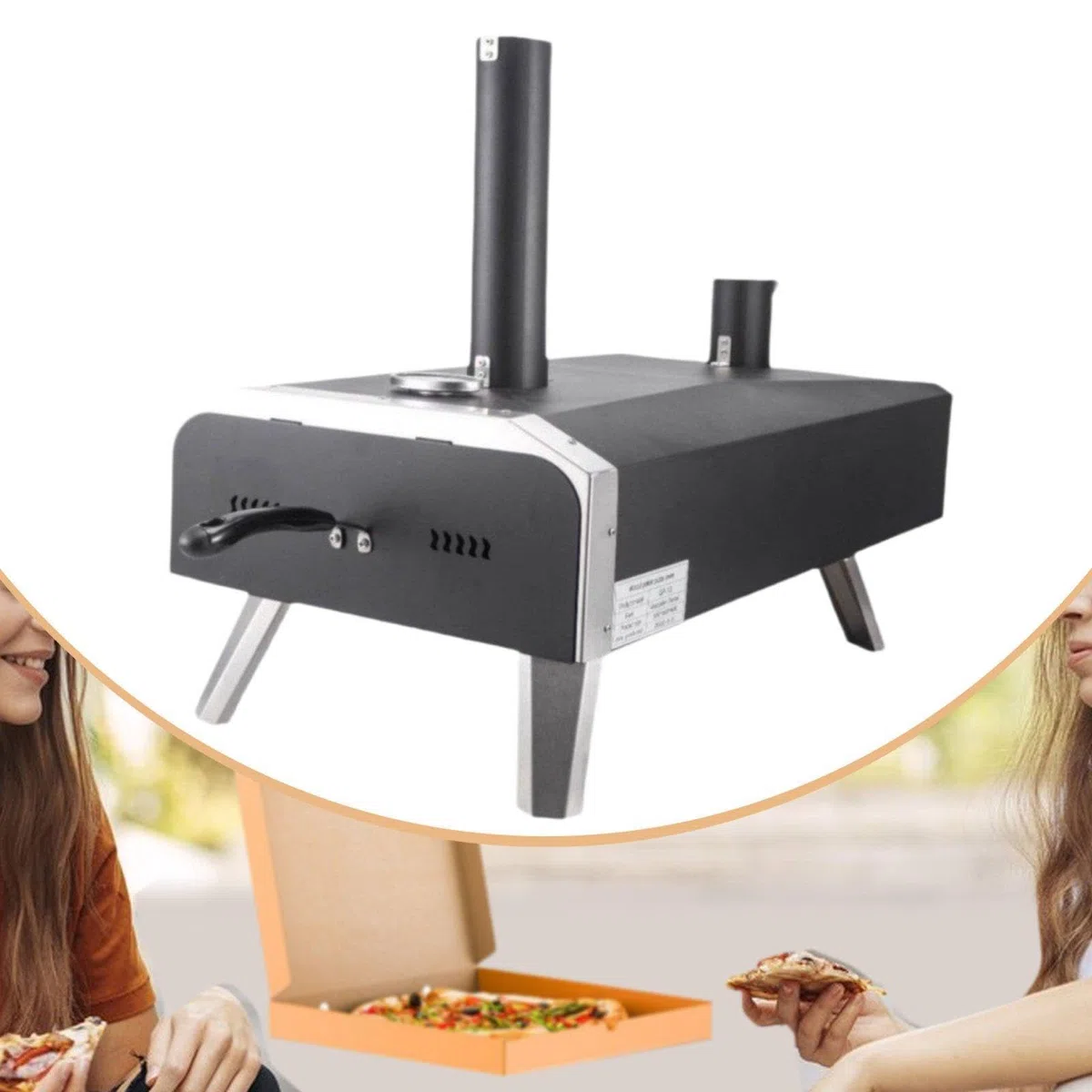 Horno Eléctrico de Exterior con Quemador Giratorio de Acero Inoxidable para Pizza, Portátil Y Multifuncional, Aparato de Calefacción, con rotación
