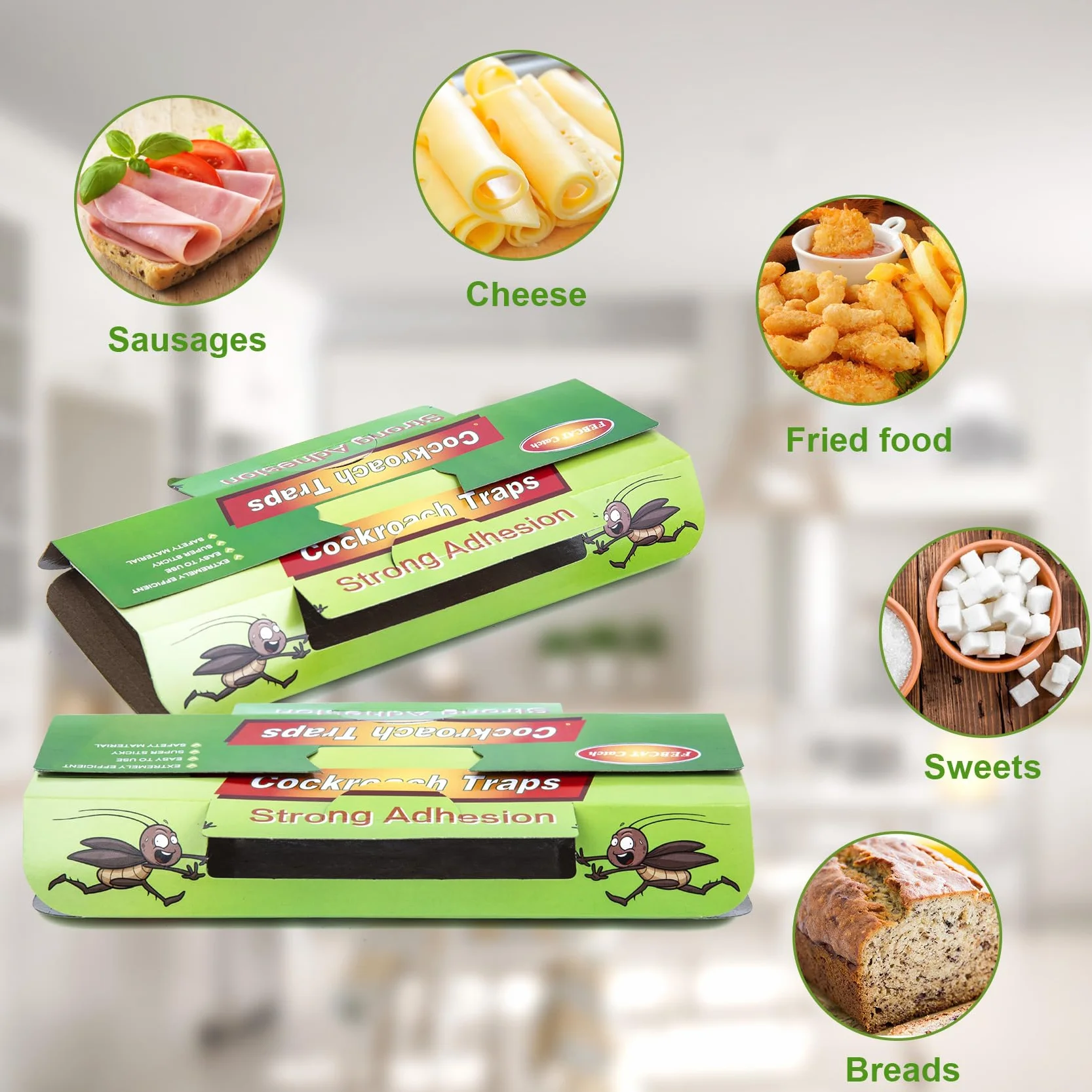 Juego de 48 Trampas para Cucarachas, Productos de Cucarachas Eliminar, Captura Efectiva de Cucarachas contra Cucarachas, Verdes