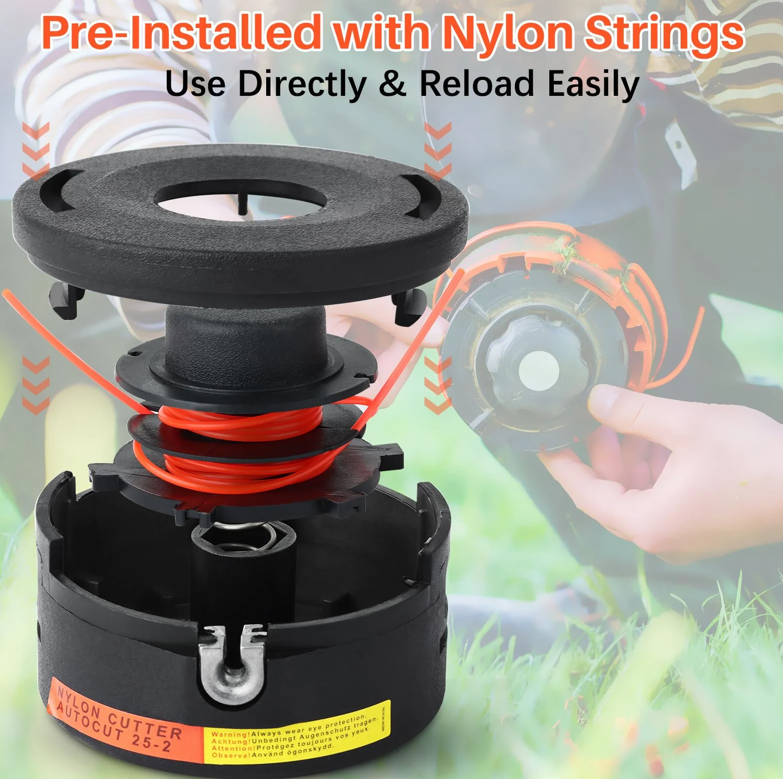 Autocut 25-2 Cabeza de Desbrozadora para STIHL, Cabezal de Corte Spool Compatible con Stihl FS44 FS55 FS56 FS74 FS80 FS85 FS90 FS120 FS130 FS240 FS250 FS260 Cortacésped