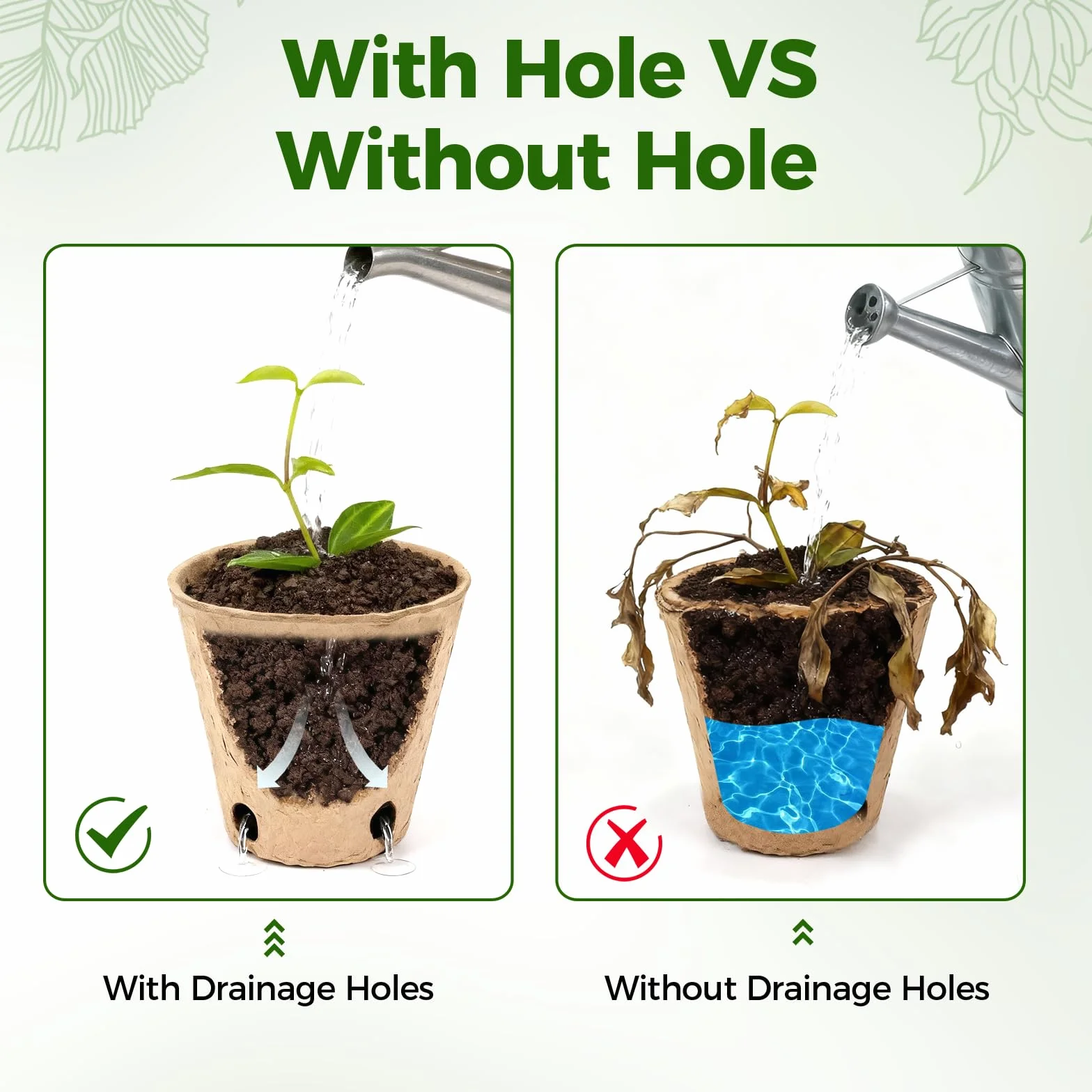 Bamworld 100 Macetas de Vivero con Drenaje, 8cm Macetas Biodegradables, Macetas Ecológicas para Siembra y Propagación