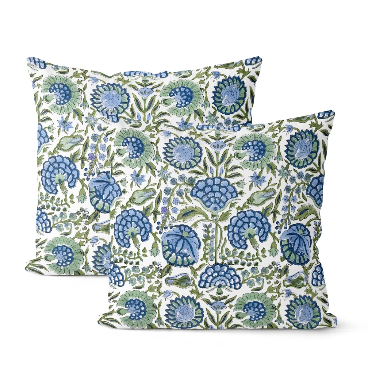 Fundas De Almohada Boho Azul Marino Verde Salvia Floral Fundas Cojines Regalo Set of 2 Cushion Covers para Coches Camping Dormitorio 45X45 Cm