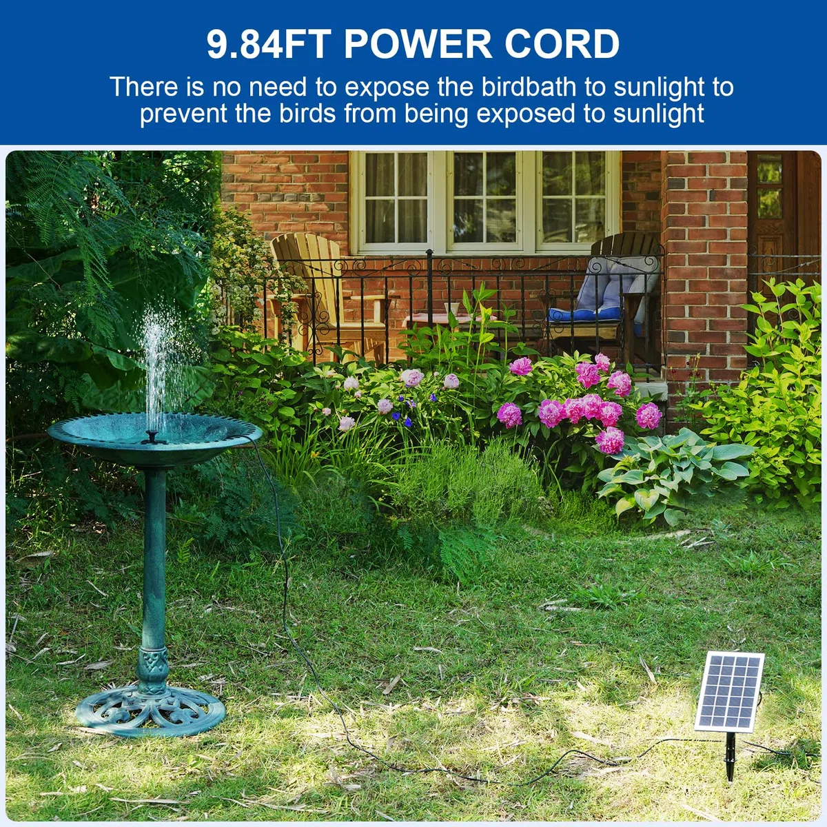SZMP Fuente Solar, 3.5W Fuente de Jardín, Solar Fuente con 8 Boquillas, 3M Cable para Estanque de Jardín, Baño para Pájaros, Piscina, Césped