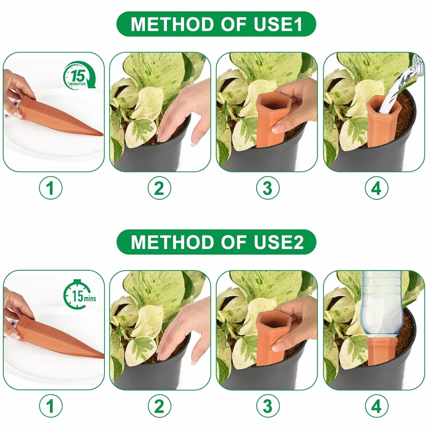8 Picos Riego Plantas,Riego Automatico Macetas,Dispensador de Agua para Plantas en macetas,Regar Planta Vacaciones Automatico,Conos de Arcilla para Regar Planta en Interiores y Exteriores