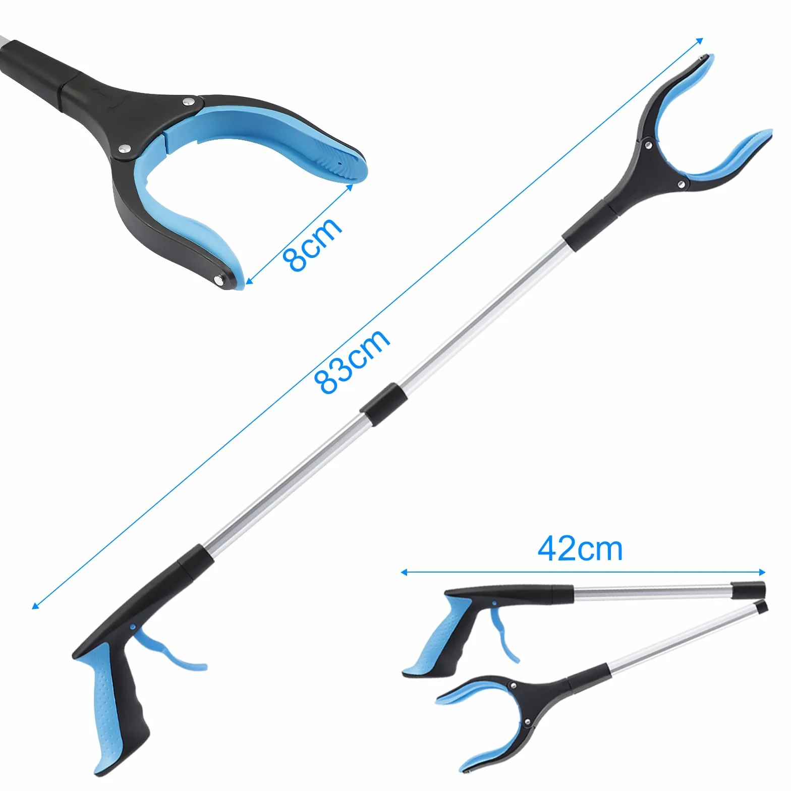 Pinza Recoge Objetos 2 Piezas - Pinza Recoger Basura 32 Pulgadas - con Puntas Magnéticas - Cabezal Giratorio de 90° - Pinzas Largas para Recoger Objetos