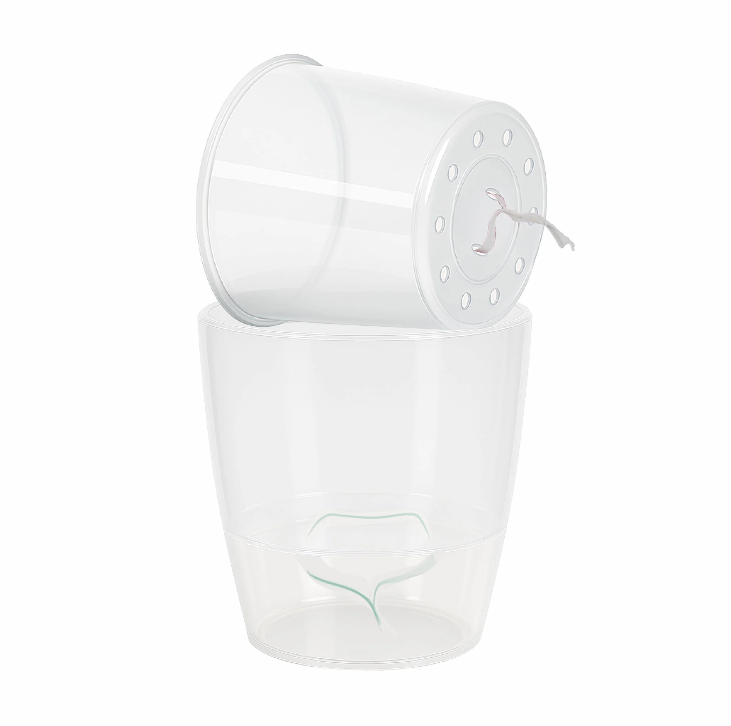 Santino Maceta para Orquídeas Ø 15cm Maceta Autorriego con Sistema de Mecha e Indicador de Nivel de Agua para Interior (Ø 15cm - 2L - Transparente)