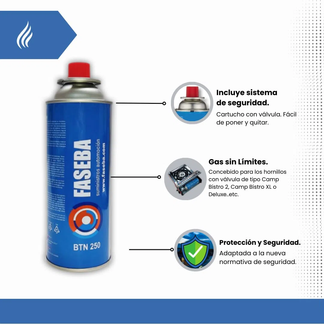 8 Unidades de Cartucho de Gas para Camping CP250 227 g con sistema de seguridad. Ideal para cocinas portátiles, sopletes, hornillos quemadores. bombona camping gas portátil, cartucho camping gas.