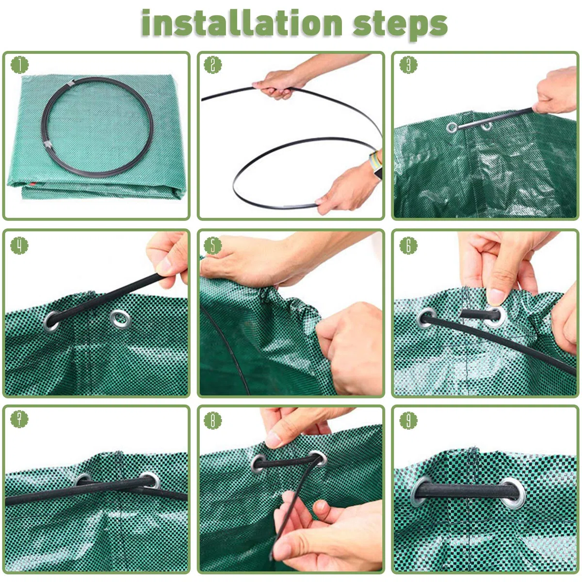 4 Bolsas de Basura de jardín de 272 L, Tejido de Polipropileno (PP) Robusto, Gran Capacidad, Plegable Resistente a la Corrosión