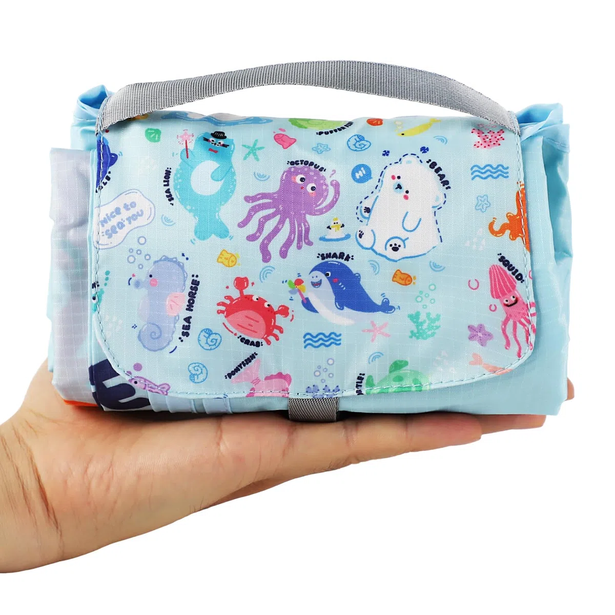 Manta Picnic Impermeable, 145 x 210 cm Manta Picnic, Impermeable y Resistente a Las Manchas, Ultraligera, Fácil de Limpiar, para acampadas, Viajes, picnics y Salidas a la Playa (Mar Azul)
