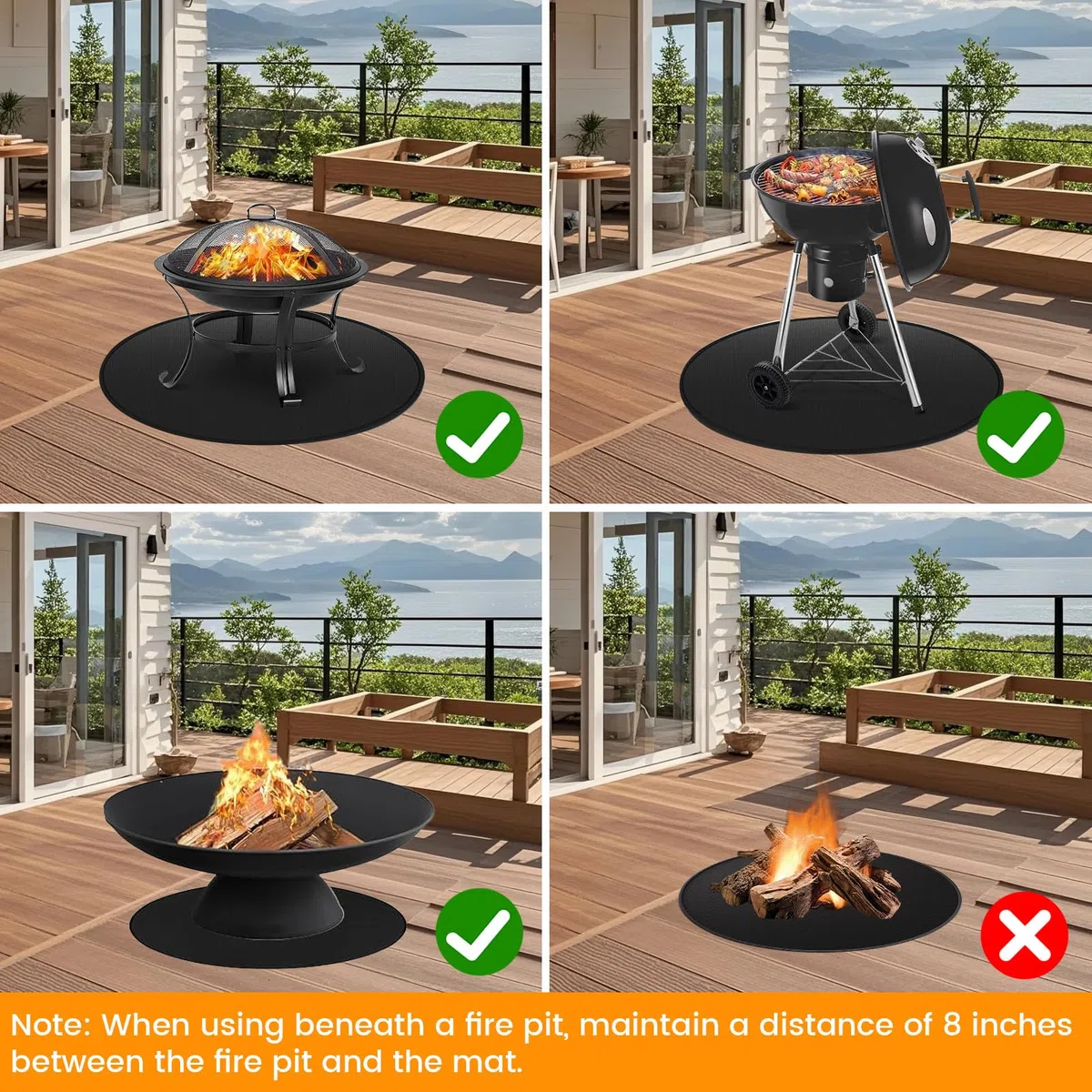 Redonda Alfombrilla Ignífuga, ZoneYan Chimenea Alfombra Ignífuga, 90cm/36″, Alfombrilla Fogatas, Reutilizable Fire Pit Mat, Plegable Estera Ignífugo, Fogata Base Ignífugo, Exteriores Tapete Barbacoa