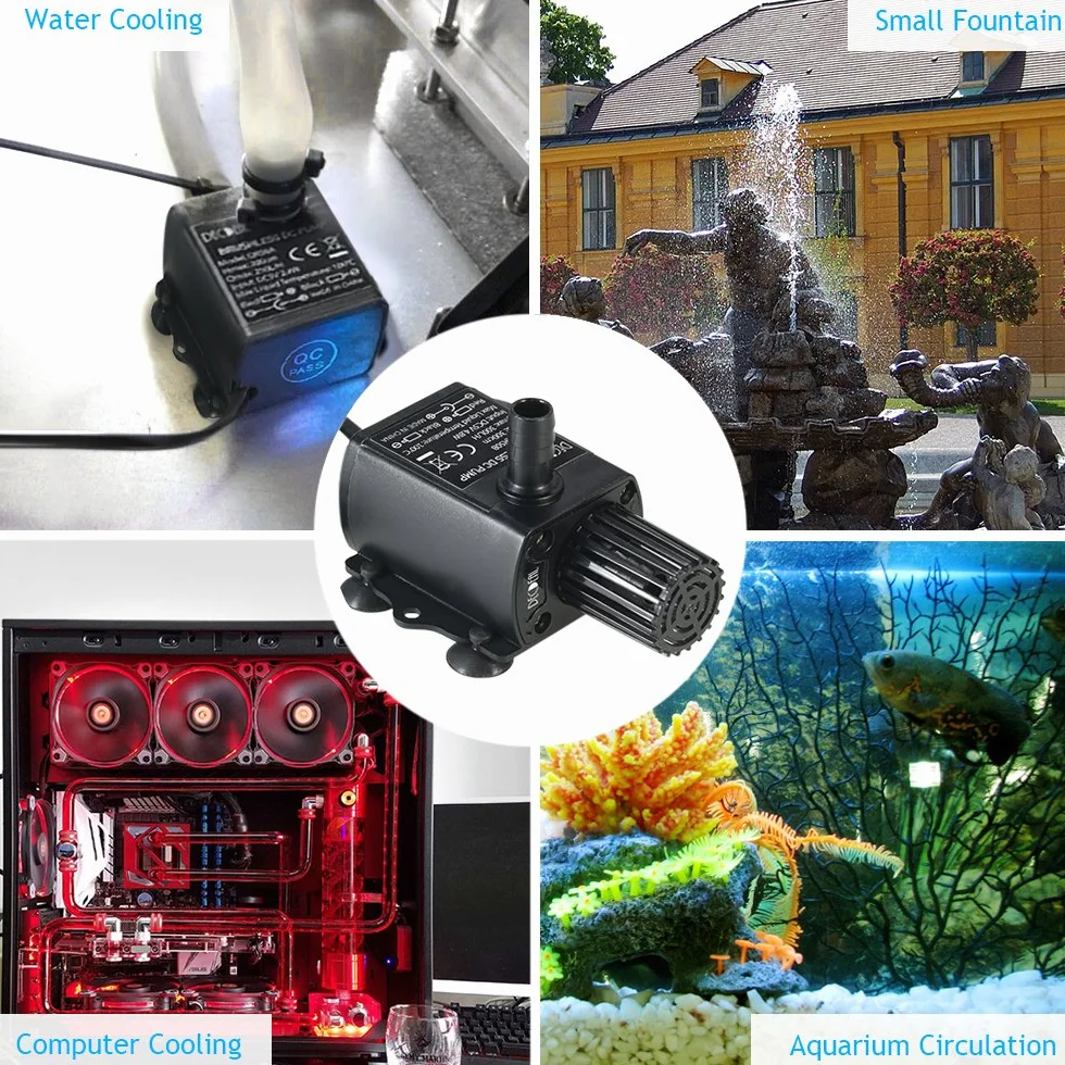 Decdeal USB DC5V 4.8W 300L/H Elevación 300cm Mini Bomba de Agua Ultrasilencioso, Sin Cepillo, Impermeable, Sumergible, para Circulación de Fuente Acuario