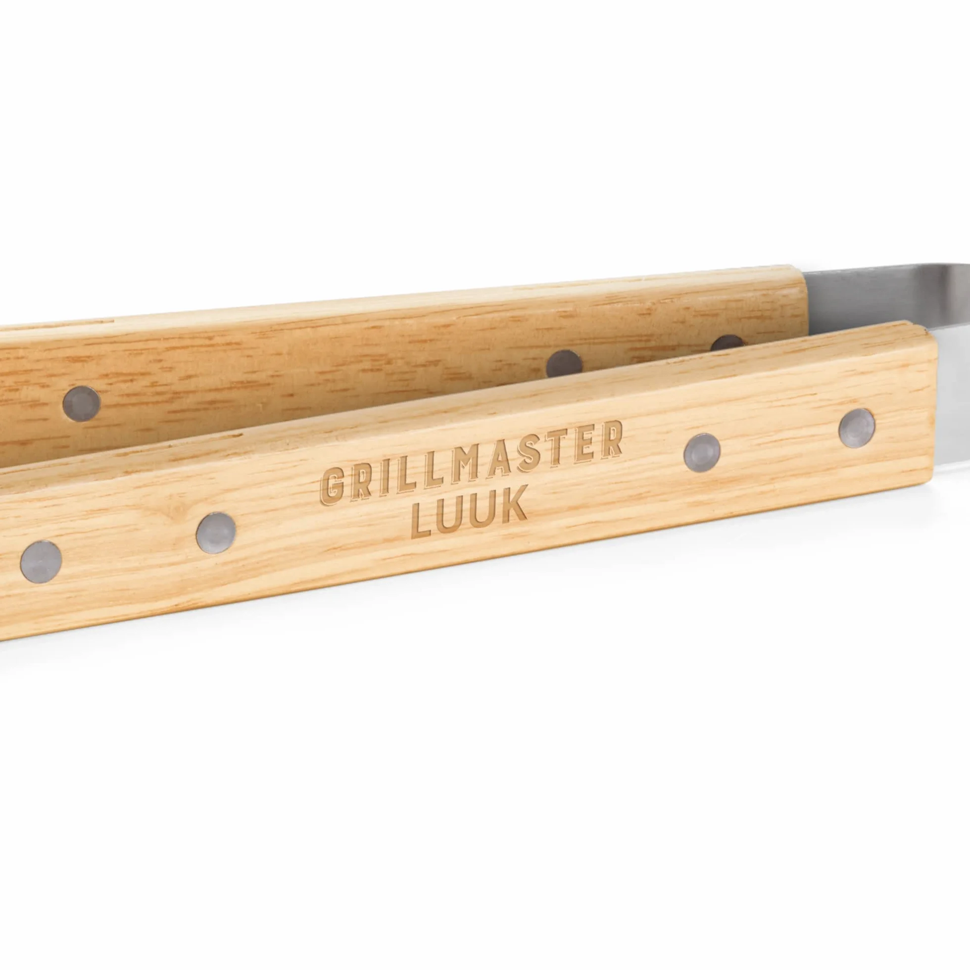 Pinzas para Barbacoa Personalizadas - Regalo para la Pascua, de Acero Inoxidable y Madera de Roble