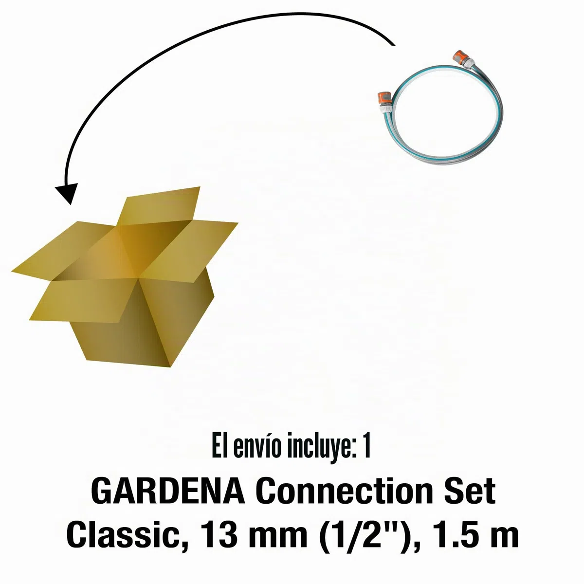 Gardena 18011-20 - Set de conexión de 13.mm (1/2""), 1,5.m, adaptador de manguera para conectar el carro portamanguera multicolor