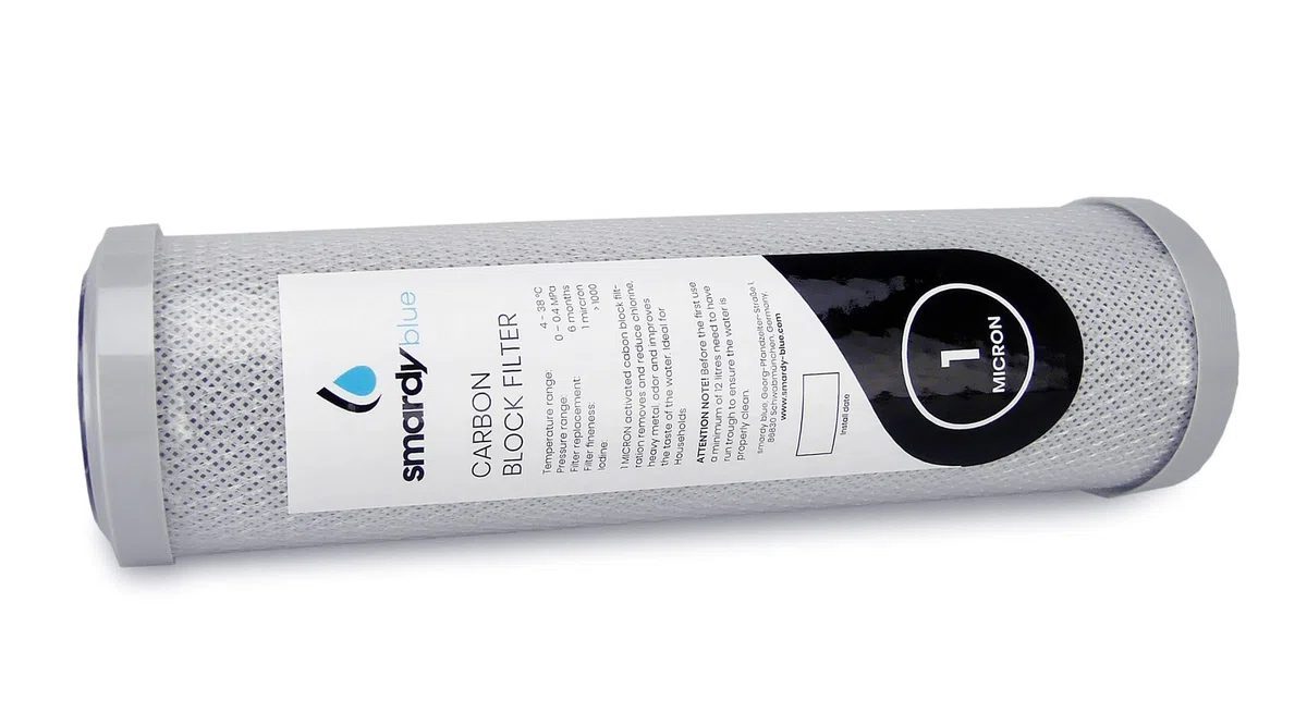 smardy blue Premium CTO-10" 1μm Cartucho de Carbón Activado en Bloque 10 pulgadas, 1 micrón para Osmosis Inversa, Filtro de Agua