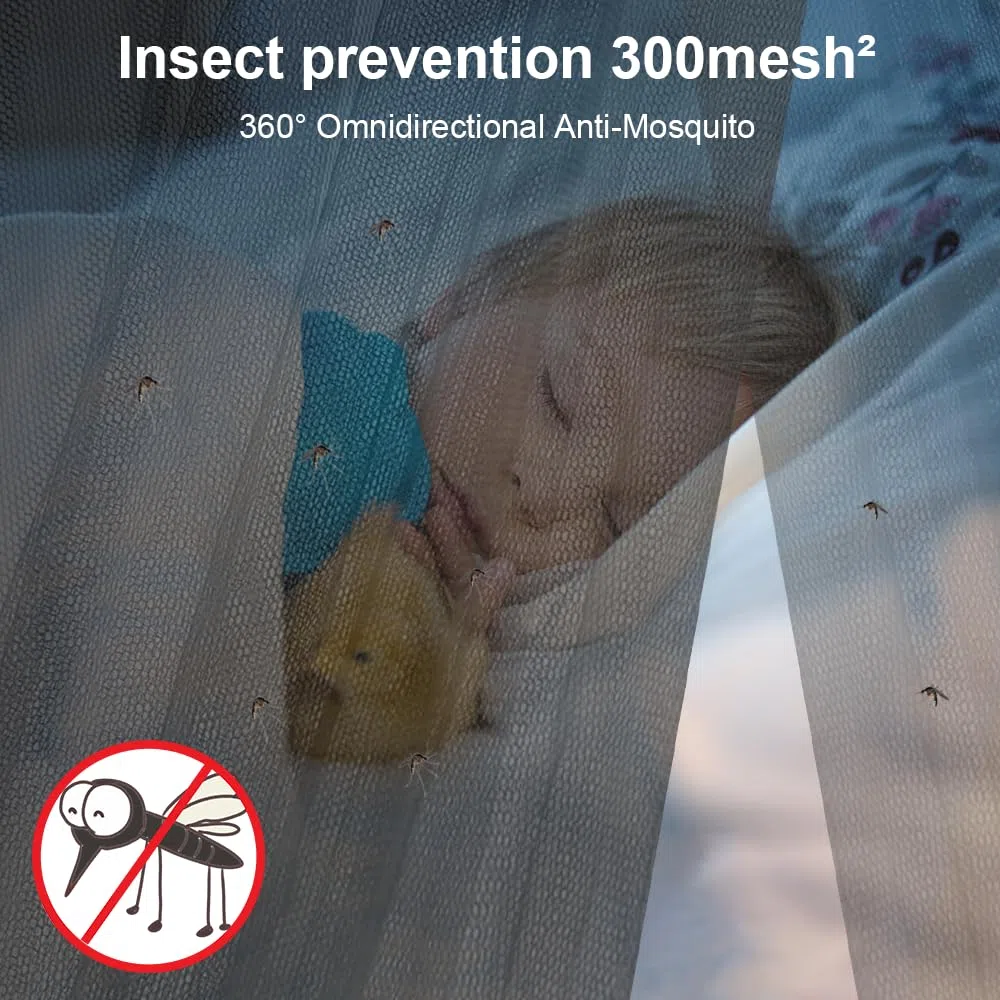 Mosquitera para Cama, Tienda de campaña - Mosquitera de Cuatro Puertas 210 x 240 x 190 cm, Mosquitera Cuadrada Negra de poliéster,Mosquitera Interior y Exterior para Camas Individuales y Dobles