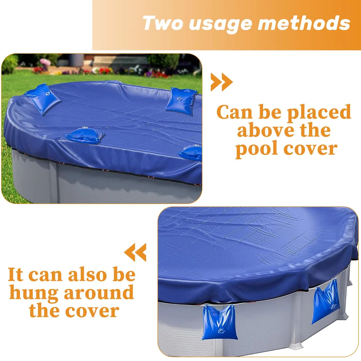 Qivine Cojín de Invierno para Piscina, 12 Piezas 30 x 25 cm Cojines de Piscina Invernación de Fijación, Cojín de Aire para Cubierta de Piscina sobre el Suelo