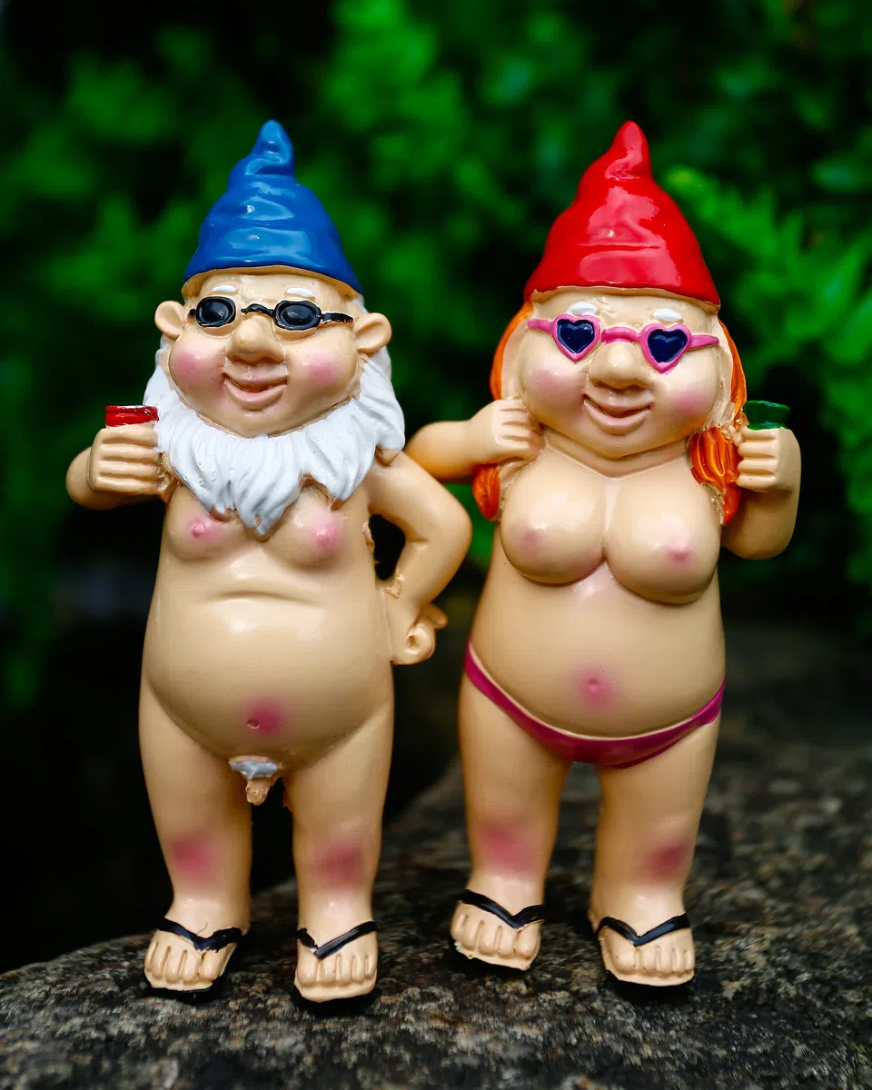 Gnomos de Jardín Divertidos, 2 Unidades, Adornos al Aire Libre, Estatua de Gnomo Travieso, Regalos Groseros